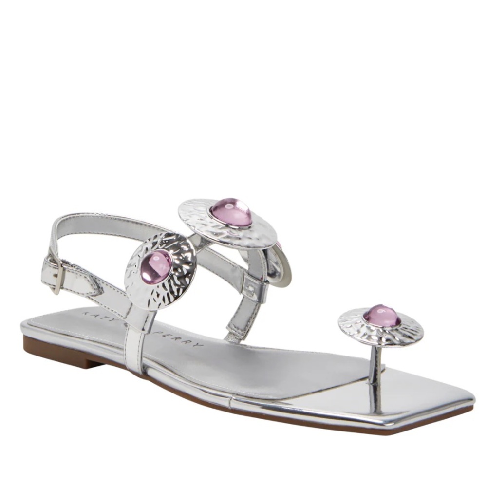 Katy Perry the camie stone sandal silver pink 7M flats new in box